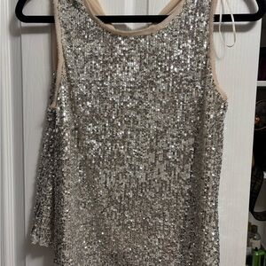 Gianni Bini Silver Sequin Shell with Nude Lining
